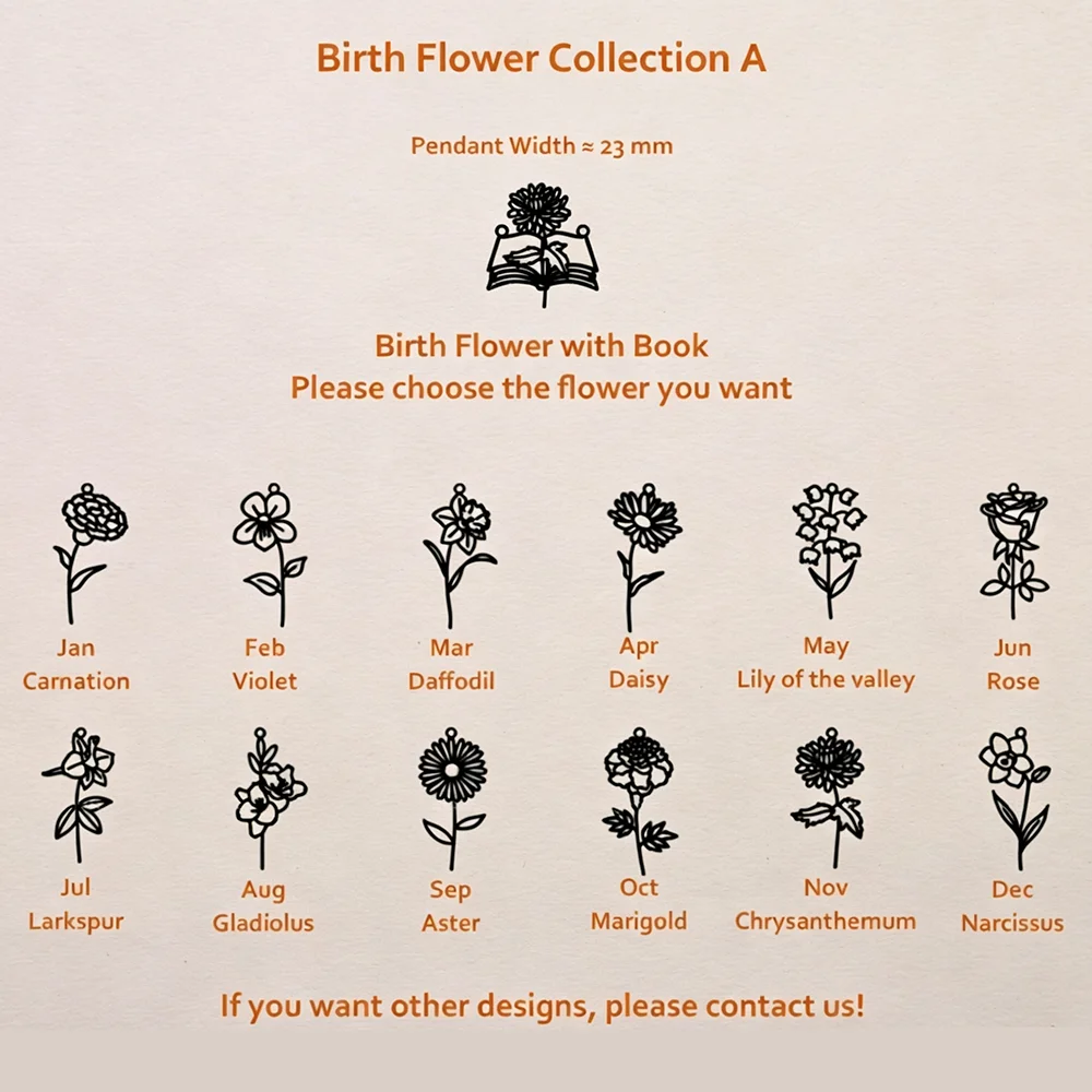 قلادة على شكل كتاب مفتوح مزينة - مراجعة Birth Flower Necklace وسعره